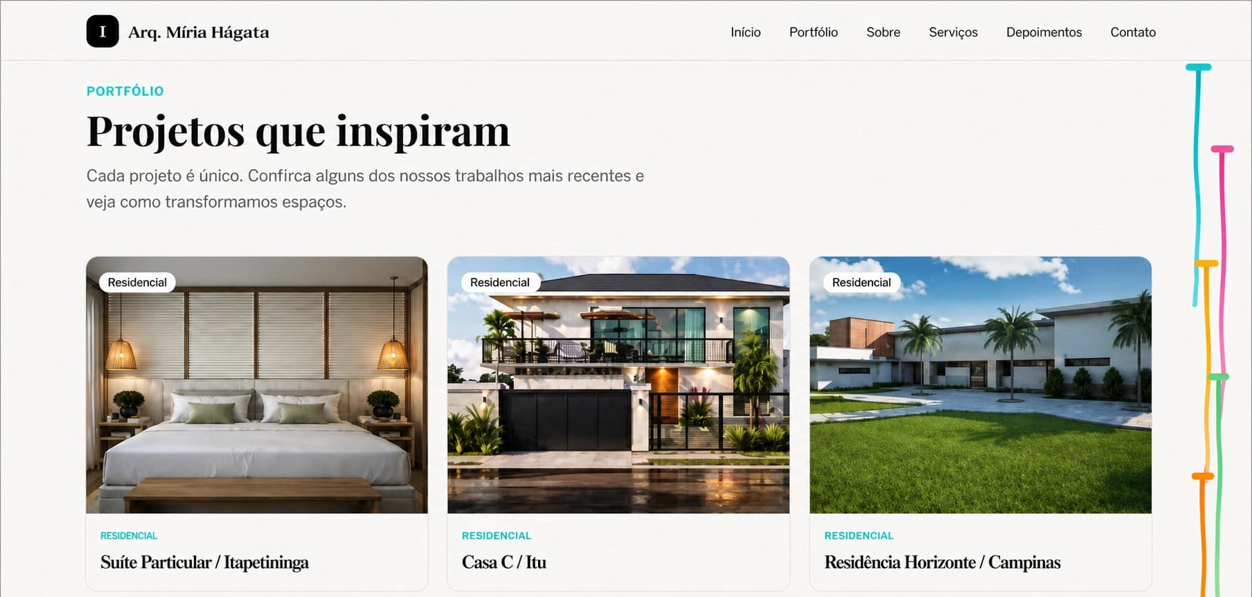 Site de escritório de arquitetura com portfólio de obras